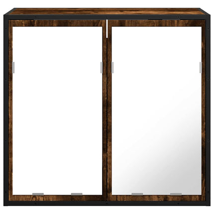 Spegelskåp för badrum rökfärga ek 65x20x60 cm konstruerat trä