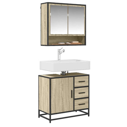 Badrumsskåp sonoma-ek 65x33x60 cm konstruerat trä