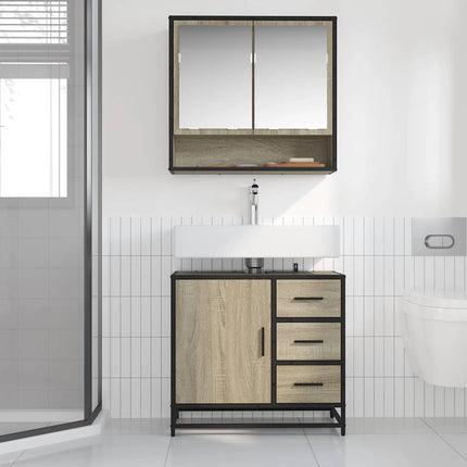 Badrumsskåp sonoma-ek 65x33x60 cm konstruerat trä