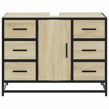 Tvättställsskåp sonoma-ek 80x33x60 cm konstruerat trä