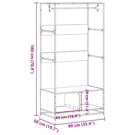 Garderob svart 90x50x180 cm konstruerat trä
