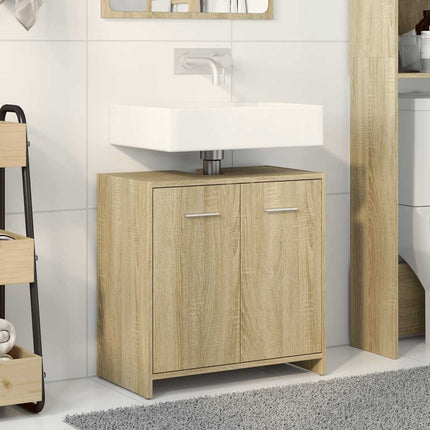 Tvättställsskåp sonoma-ek 60x33x60 cm konstruerat trä
