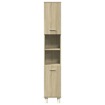 Badrumsskåp sonoma-ek 30,5x30x179 cm konstruerat trä