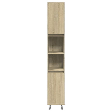 Badrumsskåp sonoma-ek 30x30x190cm konstruerat trä