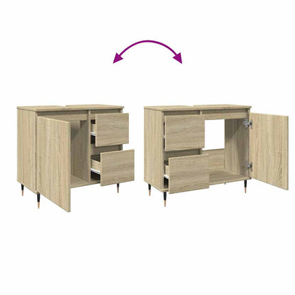 Badrumsskåp sonoma-ek 65x33x60 cm konstruerat trä