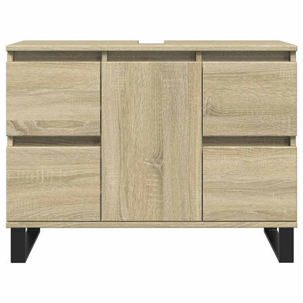 Badrumsskåp sonoma-ek 80x33x60 cm konstruerat trä