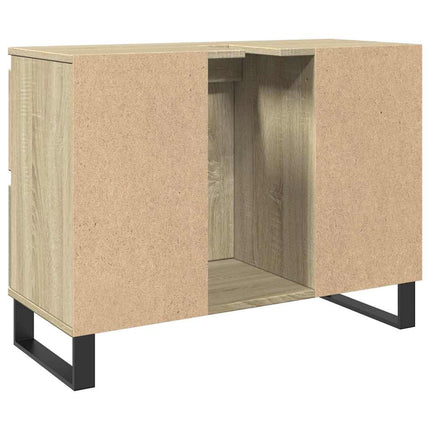 Badrumsskåp sonoma-ek 80x33x60 cm konstruerat trä