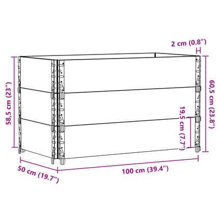 Odlingslåda grå 100x50 cm massivt furuträ