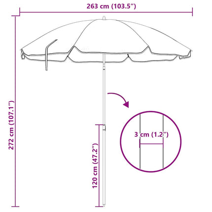 Trädgårdsparasol 263 x 263 x 272 cm 170T polyester Blå och Vit