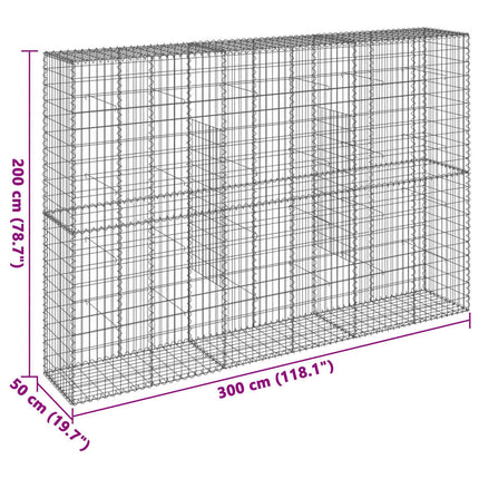Gabionkorg med skydd 300x50x200 cm galvaniserat järn