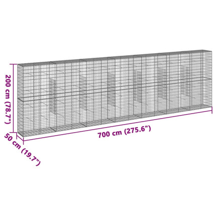 Gabionkorg med skydd 700x50x200 cm galvaniserat järn