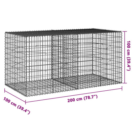Gabionkorg med skydd 200x100x100 cm galvaniserat järn