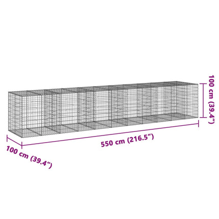 Gabionkorg med skydd 550x100x100 cm galvaniserat järn