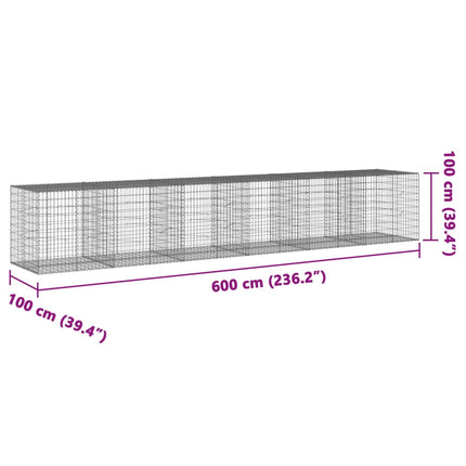 Gabionkorg med skydd 600x100x100 cm galvaniserat järn