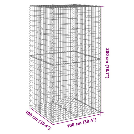 Gabionkorg med skydd 100x100x200 cm galvaniserat järn