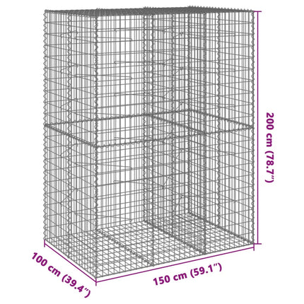 Gabionkorg med skydd 150x100x200 cm galvaniserat järn