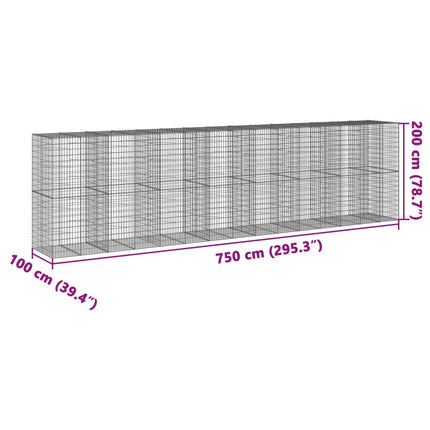 Gabionkorg med skydd 750x100x200 cm galvaniserat järn