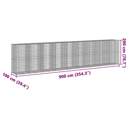 Gabionkorg med skydd 900x100x200 cm galvaniserat järn
