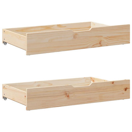 Sänglådor med hjul 2 st 95x55x17 cm massiv furu