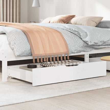 Sänglådor 2 st vit 90x55x17 cm massiv furu