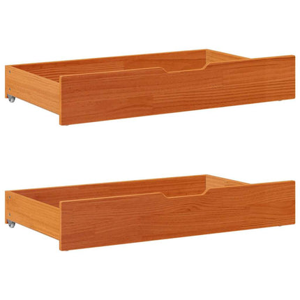 Sänglådor 2 st vaxbrun 90x55x17 cm massiv furu