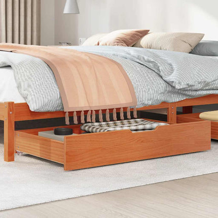 Sänglådor 2 st vaxbrun 90x55x17 cm massiv furu
