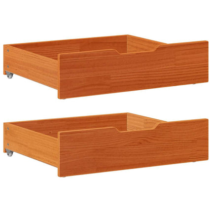 Sänglådor 2 st vaxbrun 65x55x17 cm massiv furu