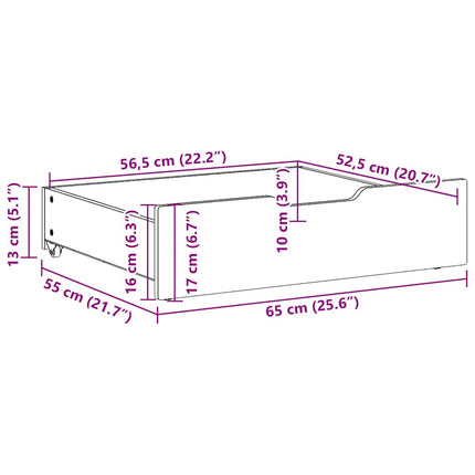 Sänglådor 2 st vaxbrun 65x55x17 cm massiv furu