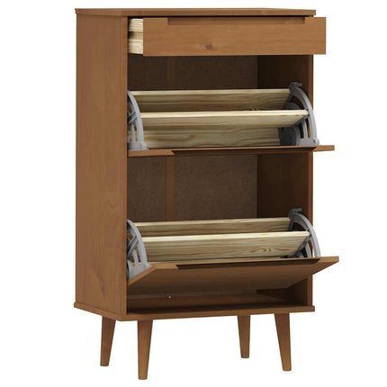 Skoskåp MOLDE brun 59,5x35x103 cm massiv furu