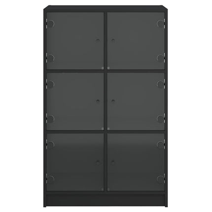 Skåp med dörrar svart 68x37x109 cm konstruerat trä