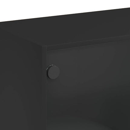 Skåp med dörrar svart 68x37x109 cm konstruerat trä