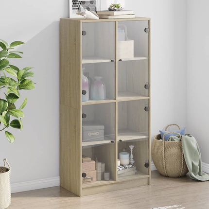 Skåp med dörrar sonoma-ek 68x37x142 cm konstruerat trä
