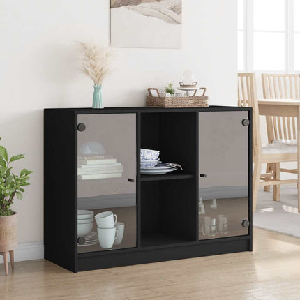 Skänk svart 102x37x75,5 cm konstruerat trä