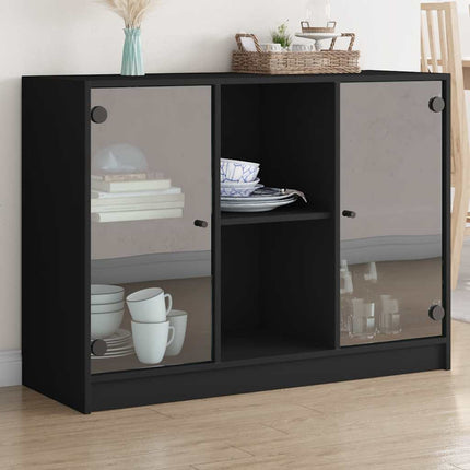 Skänk svart 102x37x75,5 cm konstruerat trä