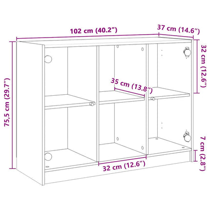 Skänk sonoma-ek 102x37x75,5 cm konstruerat trä