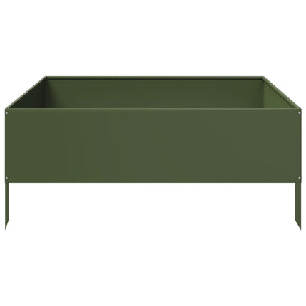 Rabattkant upphöjd olivgrön 100x100x41 cm stål