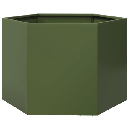 Odlingslåda olivgrön sexkantig 69x60x45 cm stål