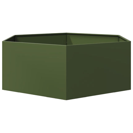 Odlingslåda olivgrön sexkantig 138x120x45 cm stål
