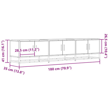 Tv-bänk rökfärgad ek 180x35x41 cm konstruerat trä
