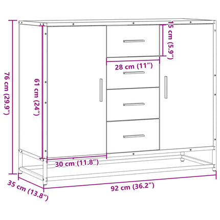 Skänk sonoma-ek 92x35x76 cm konstruerat trä