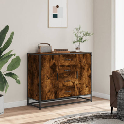 Skänk rökfärgad ek 92x35x76 cm konstruerat trä
