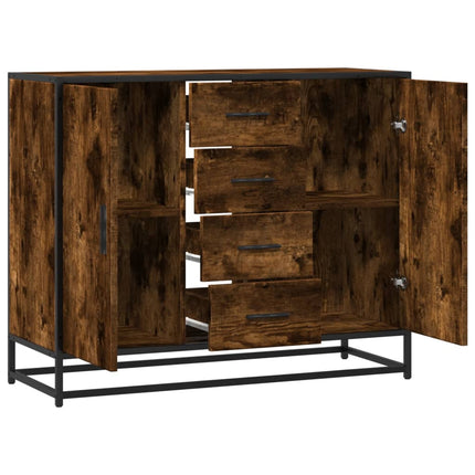 Skänk rökfärgad ek 92x35x76 cm konstruerat trä