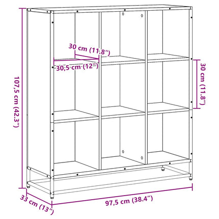 Bokhylla svart 97,5x33x107,5 cm konstruerat trä och metall