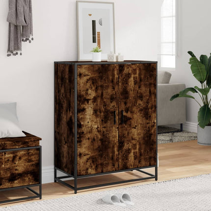 Skoskåp rökfärgad ek 75x38x97,5 cm konstruerat trä och metall