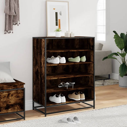 Skoskåp rökfärgad ek 75x38x97,5 cm konstruerat trä och metall