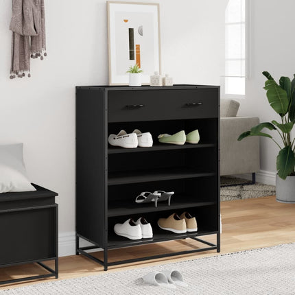 Skoskåp svart 75x38x97,5 cm konstruerat trä och metall