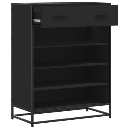 Skoskåp svart 75x38x97,5 cm konstruerat trä och metall