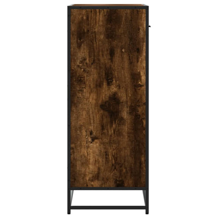 Skoskåp rökfärgad ek 75x38x97,5 cm konstruerat trä och metall