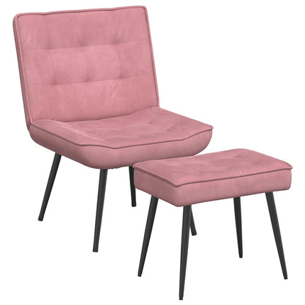 Vilstol med fotpall rosa sammet