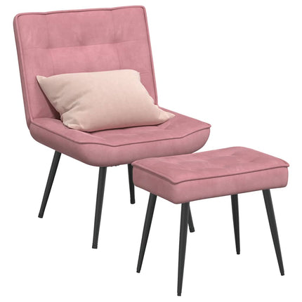 Vilstol med fotpall rosa sammet